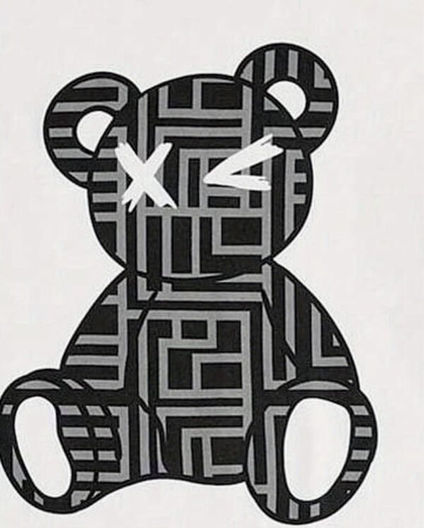 Rectangle 868 Ensemble d’Été Deux Pièces pour Homme : T-Shirt Col Rond et Short à Motif Ours Labyrinthe Tendance