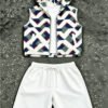 Ensemble d’Été Deux Pièces pour Homme : Sweat à Capuche Sans Manches et Pantalon à Imprimé Géométrique Style Américain