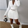 Ensemble Tennis Club pour Femme : Veste Amincissante et Jupe Plissée Technique