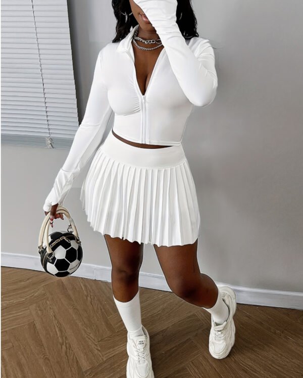 Ensemble Tennis Club pour Femme : Veste Amincissante et Jupe Plissée Technique
