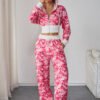 Rectangle 869 Ensemble Deux Pièces Streetwear Camouflage : Crop Top Zippé et Pantalon Droit Décontracté