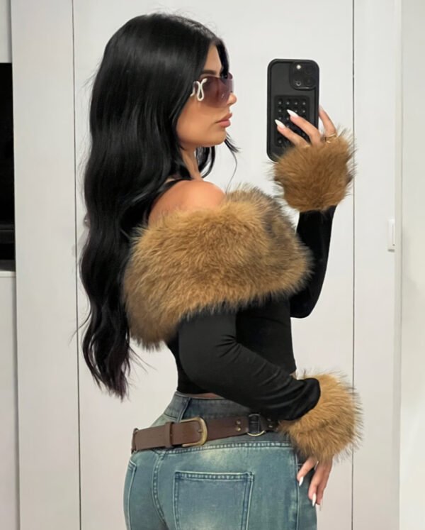 T-shirt élégant pour femme à manches bouffantes pour l'automne et l'hiver
