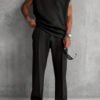 Rectangle 869(1) Ensemble de Sport Décontracté pour Homme – Débardeur Col Rond & Pantalon Fluide Couleur Unie
