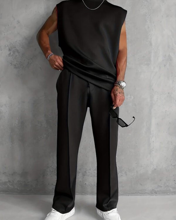 Rectangle 869(1) Ensemble de Sport Décontracté pour Homme – Débardeur Col Rond & Pantalon Fluide Couleur Unie