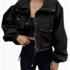 Veste Courte Élégante à Revers – Manteau de Voyage Zippé Automne-Hiver