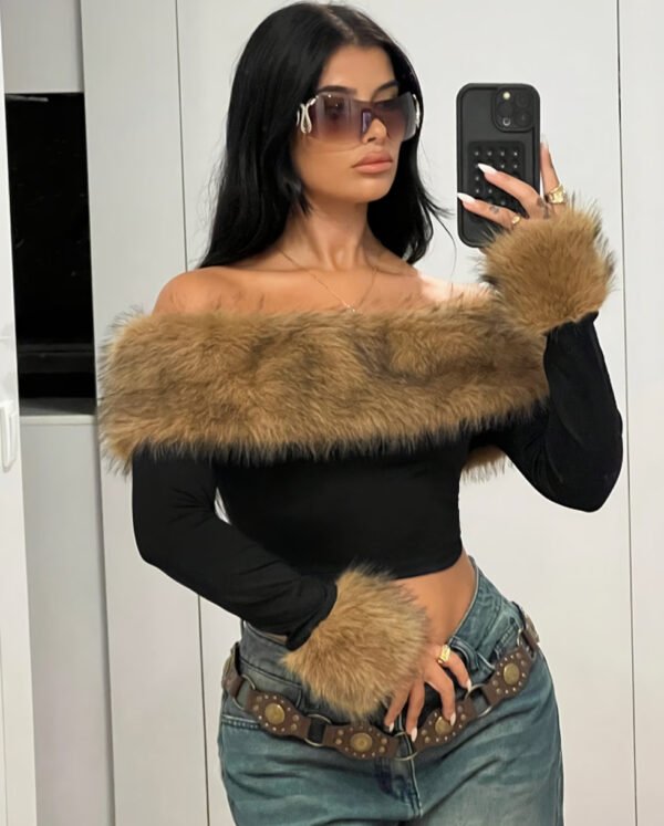 T-shirt élégant pour femme à manches bouffantes pour l'automne et l'hiver