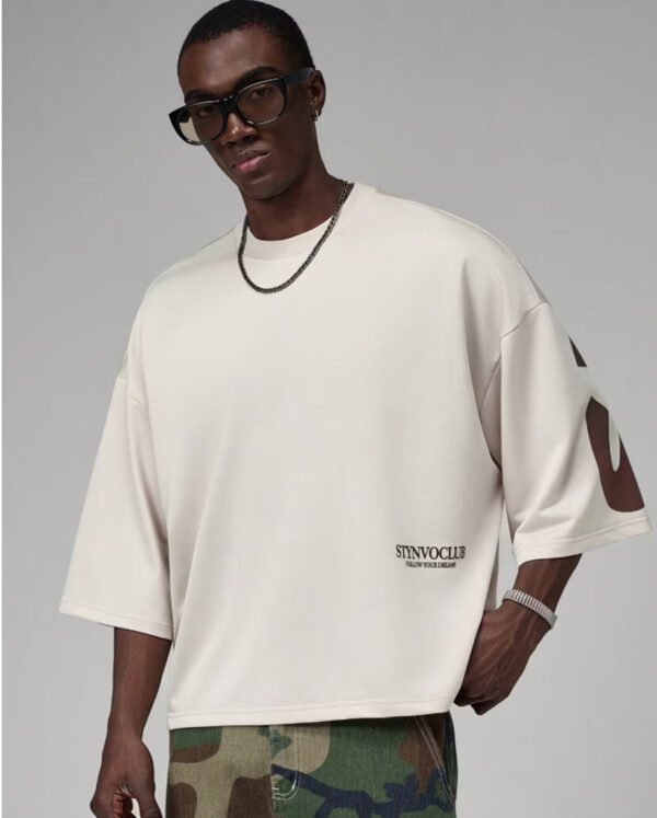 T-Shirt Streetwear Oversize STIVOCLUB pour Homme – Coupe Ample en Maille Patchwork Édition Été