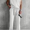 Rectangle 870(1) Ensemble de Sport Décontracté pour Homme – Débardeur Col Rond & Pantalon Fluide Couleur Unie