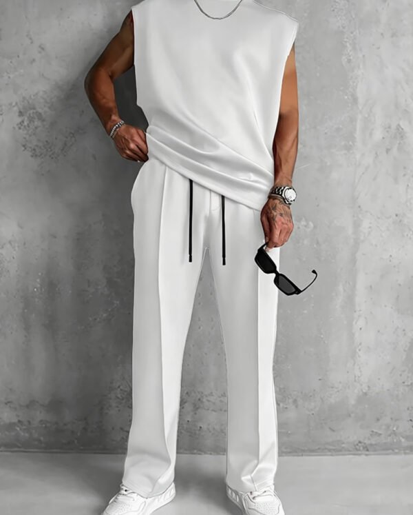 Rectangle 870(1) Ensemble de Sport Décontracté pour Homme – Débardeur Col Rond & Pantalon Fluide Couleur Unie