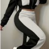 Ensemble de Survêtement Chaud Automne-Hiver : Sweat à Capuche et Pantalon en Bloc de Couleurs