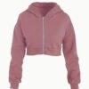 Sweat à Capuche Court Zippé – Crop Hoodie Tendance Streetwear