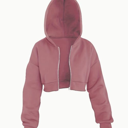 Sweat à Capuche Court Zippé – Crop Hoodie Tendance Streetwear