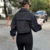 Veste Courte Élégante à Revers – Manteau de Voyage Zippé Automne-Hiver