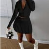 Ensemble Tennis Club pour Femme : Veste Amincissante et Jupe Plissée Technique