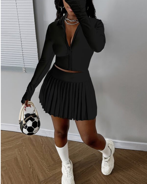 Ensemble Tennis Club pour Femme : Veste Amincissante et Jupe Plissée Technique