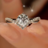 Rectangle 876 (10) Bague de Fiançailles et de Mariage Ajustable pour Femme – Solitaire Ouvert Orné d'une Pierre de 1 Carat
