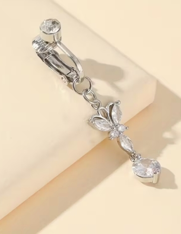 Faux Piercing de Nombril Papillon – Bijou de Ventre sans Perçage Élégant et Délicat