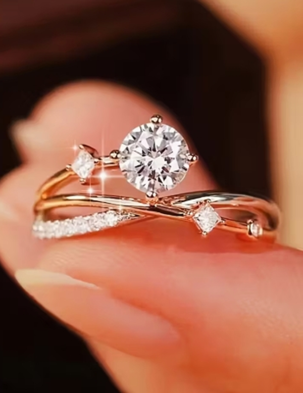 Bague Luxueuse et Élégante à Ciel Étoilé Cosmique – Anneau Galaxie Scintillant et Mystique