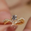 Rectangle 877 (7) Bague de Fiançailles et de Mariage Ajustable pour Femme – Solitaire Ouvert Orné d'une Pierre de 1 Carat