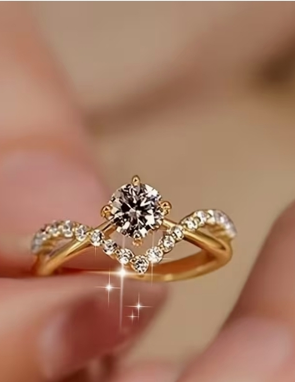 Rectangle 877 (7) Bague de Fiançailles et de Mariage Ajustable pour Femme – Solitaire Ouvert Orné d'une Pierre de 1 Carat