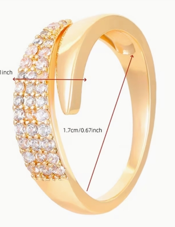 Bague Ajustable en Cuivre Élégante – Anneau Ouvert Luxueux Orné de Zircone