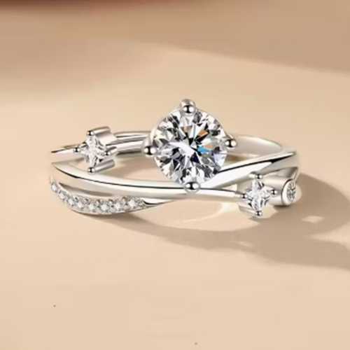 Bague Luxueuse et Élégante à Ciel Étoilé Cosmique – Anneau Galaxie Scintillant et Mystique