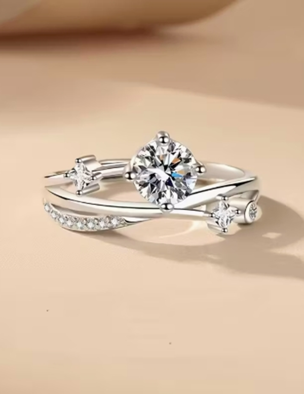 Bague Luxueuse et Élégante à Ciel Étoilé Cosmique – Anneau Galaxie Scintillant et Mystique