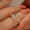 Rectangle 878 (8) Bague de Fiançailles et de Mariage Ajustable pour Femme – Solitaire Ouvert Orné d'une Pierre de 1 Carat