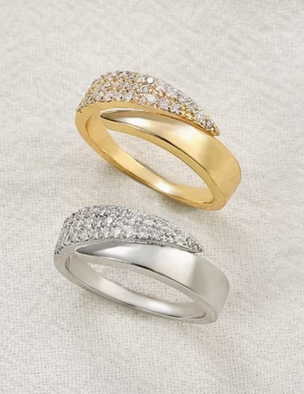 Bague Ajustable en Cuivre Élégante – Anneau Ouvert Luxueux Orné de Zircone