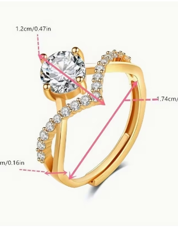 Rectangle 879 (7) Bague de Fiançailles et de Mariage Ajustable pour Femme – Solitaire Ouvert Orné d'une Pierre de 1 Carat