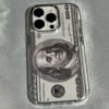 Coque Transparente de Luxe "Dollar Edition" – Protection Antichoc avec Lentille et Cadre Électroplaqués