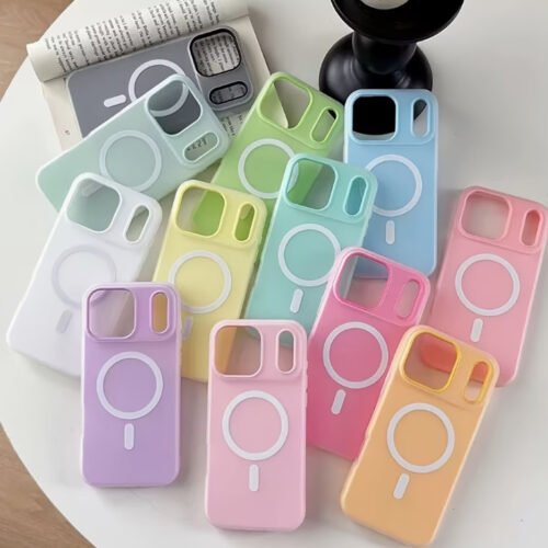 Étui Magnétique Givré 2-en-1 – Coque Antichoc Élégante aux Couleurs Macaron (Pour iPhone 11 à 16 Pro Max)