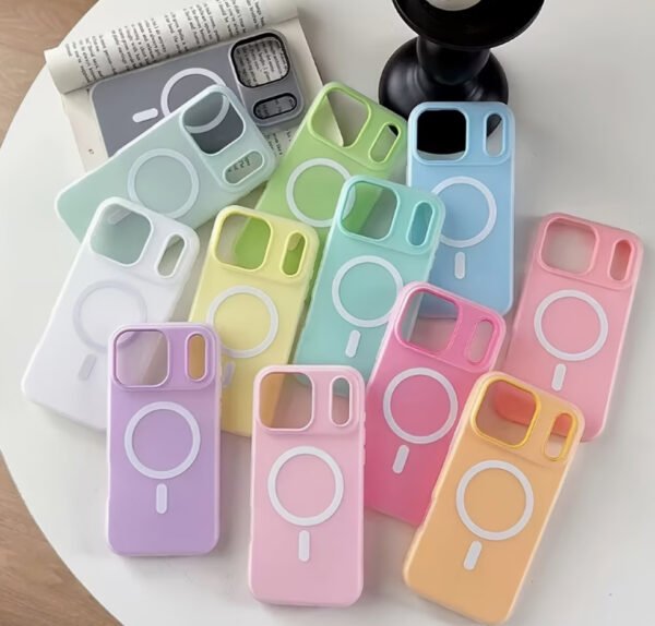 Rectangle 880 Étui Magnétique Givré 2-en-1 – Coque Antichoc Élégante aux Couleurs Macaron (Pour iPhone 11 à 16 Pro Max)