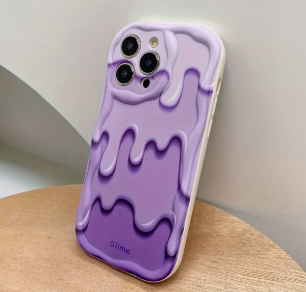 Coque Artistique "Coquillage Crémeux" – Design Ondulé 3D Violet & Blanc Antique (Pour iPhone 7 à 17 Pro Max)