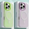 Rectangle 881 Étui Magnétique Givré 2-en-1 – Coque Antichoc Élégante aux Couleurs Macaron (Pour iPhone 11 à 16 Pro Max)