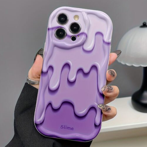 Coque Artistique "Coquillage Crémeux" – Design Ondulé 3D Violet & Blanc Antique (Pour iPhone 7 à 17 Pro Max)