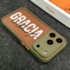 Coque Personnalisée Mate Translucide pour iPhone – Impression UV Texte & Prénom, Design Color-Block Antichoc