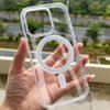 Coque magnétique transparente pour iPhone X à 16, dos rigide et bords souples, compatibilité écran protecteur, clarté HD