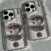 Coque Transparente de Luxe "Dollar Edition" – Protection Antichoc avec Lentille et Cadre Électroplaqués