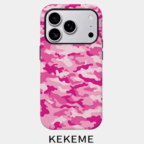 Coque de Protection 2-en-1 KEKEME – Motif Camouflage Rose & Couverture Complète Antichoc (Pour iPhone 11 à 17 Pro Max)