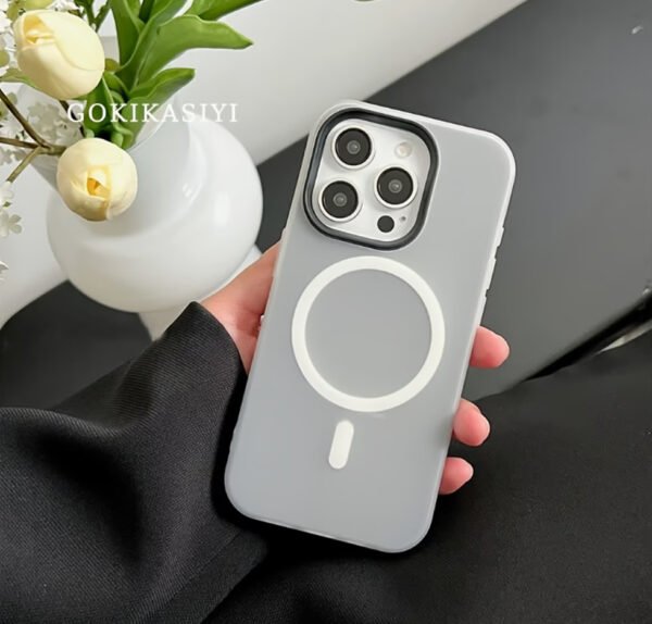 Rectangle 882 Étui Magnétique Givré 2-en-1 – Coque Antichoc Élégante aux Couleurs Macaron (Pour iPhone 11 à 16 Pro Max)