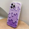 Coque Artistique "Coquillage Crémeux" – Design Ondulé 3D Violet & Blanc Antique (Pour iPhone 7 à 17 Pro Max)