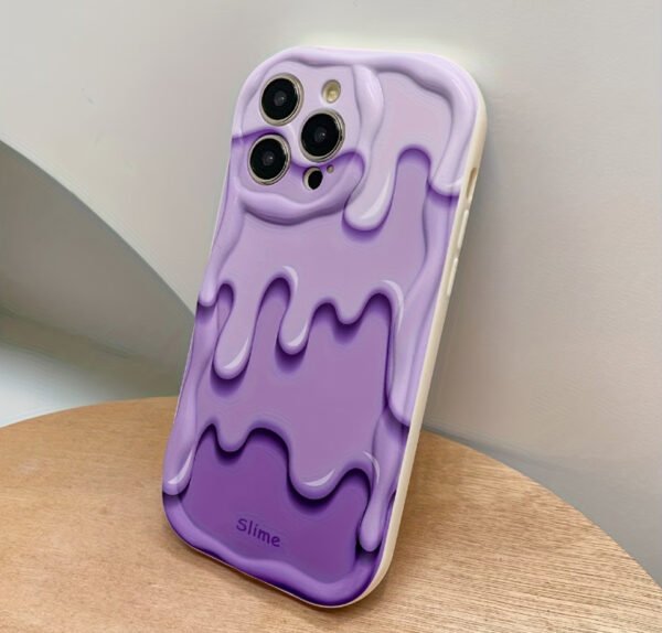 Coque Artistique "Coquillage Crémeux" – Design Ondulé 3D Violet & Blanc Antique (Pour iPhone 7 à 17 Pro Max)