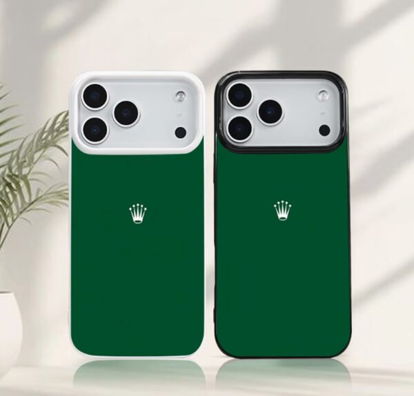 Coque de Protection de Luxe "Édition Couronne" – Fond Vert Impérial & Finition Brillante Haute Résistance