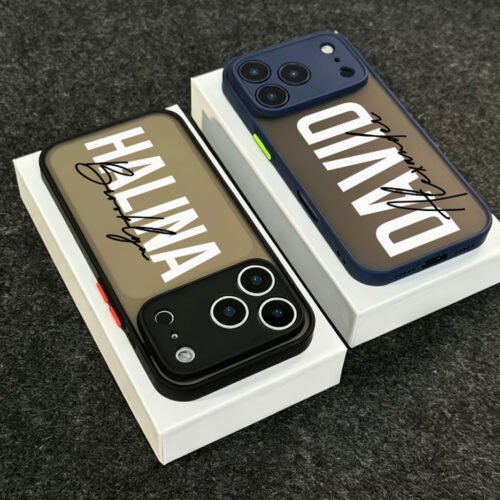 Coque Personnalisée Mate Translucide pour iPhone – Impression UV Texte & Prénom, Design Color-Block Antichoc