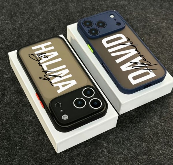 Coque Personnalisée Mate Translucide pour iPhone – Impression UV Texte & Prénom, Design Color-Block Antichoc