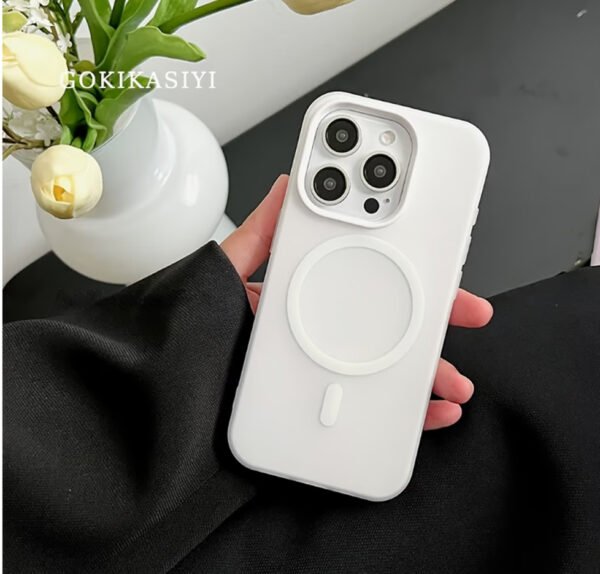 Rectangle 883 Étui Magnétique Givré 2-en-1 – Coque Antichoc Élégante aux Couleurs Macaron (Pour iPhone 11 à 16 Pro Max)