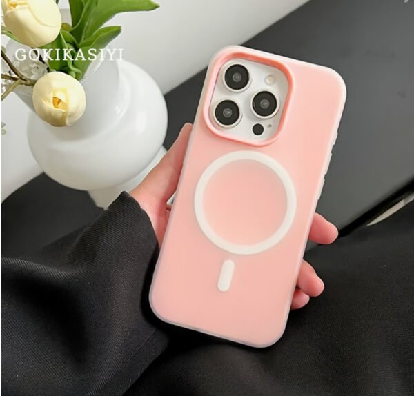 Rectangle 884 Étui Magnétique Givré 2-en-1 – Coque Antichoc Élégante aux Couleurs Macaron (Pour iPhone 11 à 16 Pro Max)