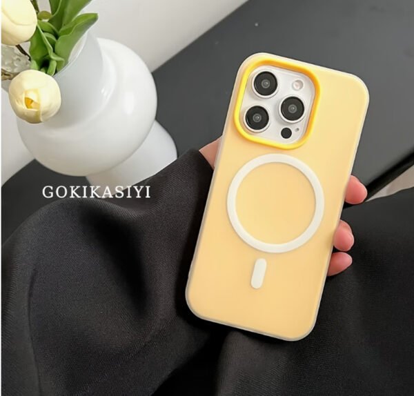 Rectangle 885 Étui Magnétique Givré 2-en-1 – Coque Antichoc Élégante aux Couleurs Macaron (Pour iPhone 11 à 16 Pro Max)