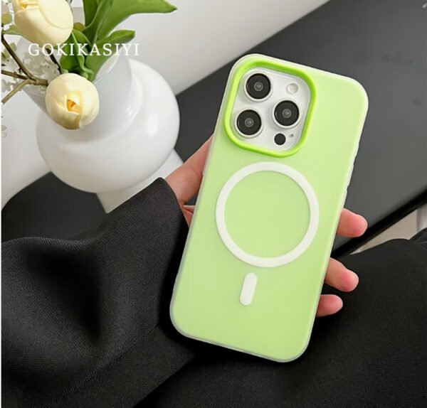 Rectangle 886 Étui Magnétique Givré 2-en-1 – Coque Antichoc Élégante aux Couleurs Macaron (Pour iPhone 11 à 16 Pro Max)